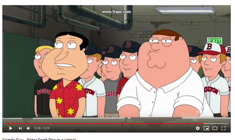 Screenshot von YouTube mit Videoclip "Peter can't pee"